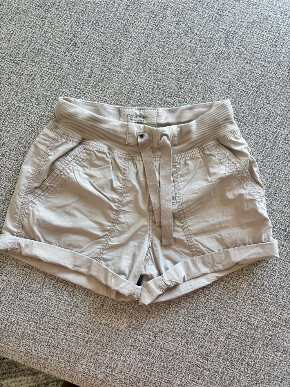 Calvin Klein Y2K Light Beige Drawstring Waist Cargo Shorts